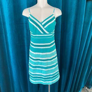 Ann Taylor Petites Striped V-Neck Strap Dress